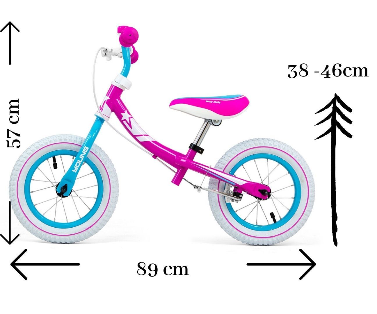 • 2in1 Handbremse• Drehbarer Bike LeNoSa 12 Laufrad Zoll Stahl-Rahmen Balance •