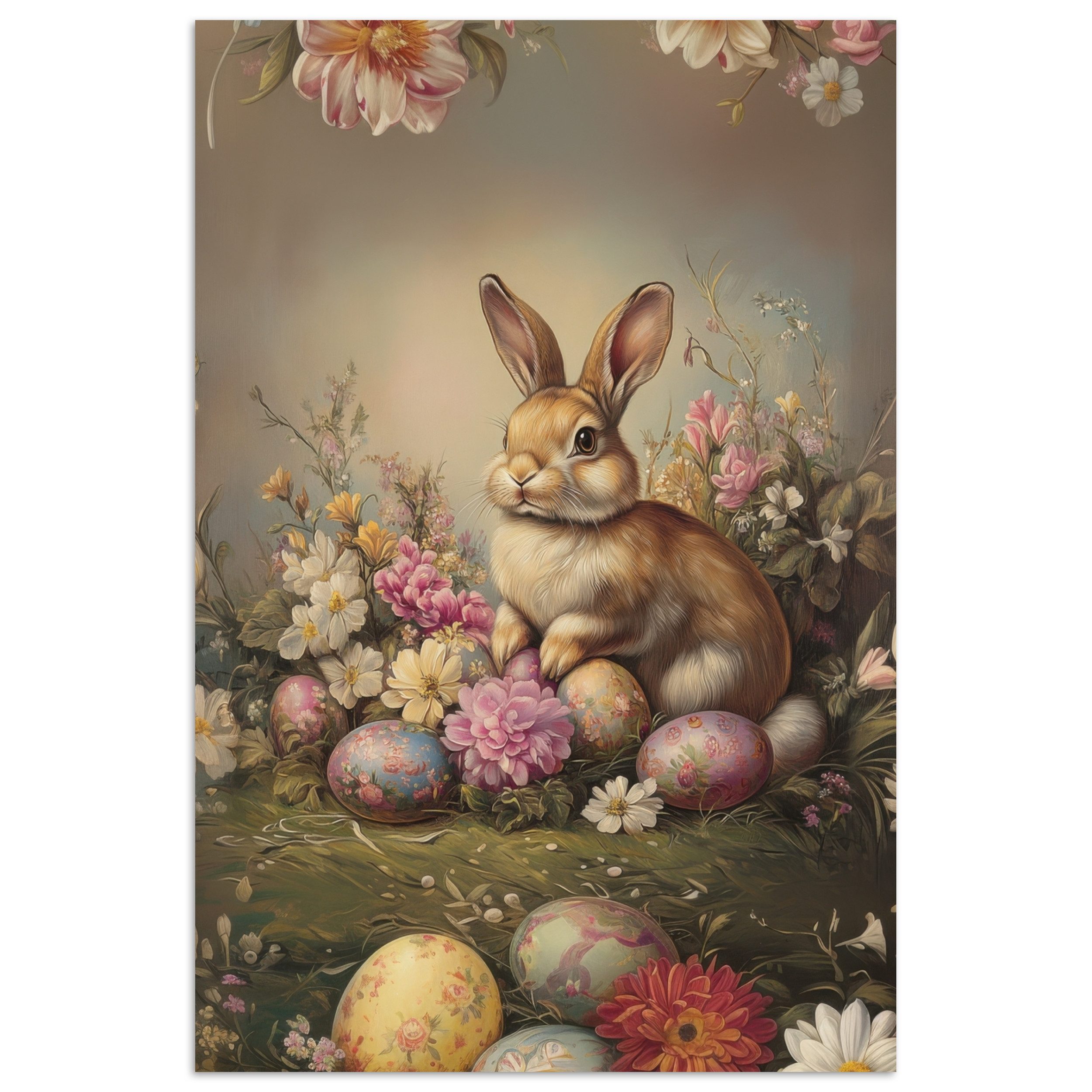 MuchoWow Poster Hase - Stilleben - Blumen, (1 St), Poster ohne Rahmen, Wandbild, Wandposter, 20x30 cm