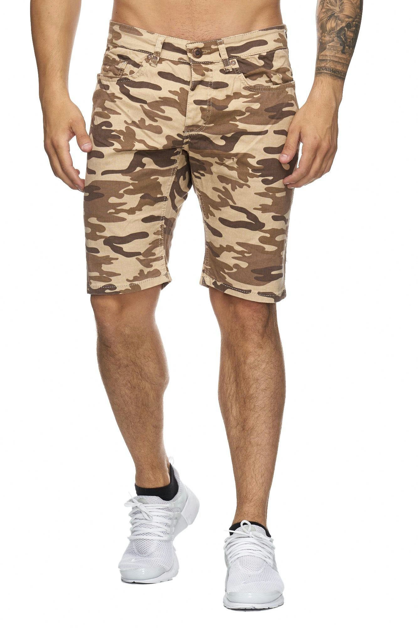 1-tlg., Design) Mixed Bermudas Freizeit im Casual Color Shorts (Kurze Sweatpants, OneRedox 4037C modischem Fitness Hose