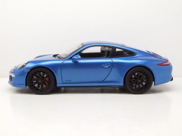 Schuco Modellauto Porsche 911 (991.1) Carrera GTS Coupe 2014 blau metallic Modellauto, Maßstab 1:18