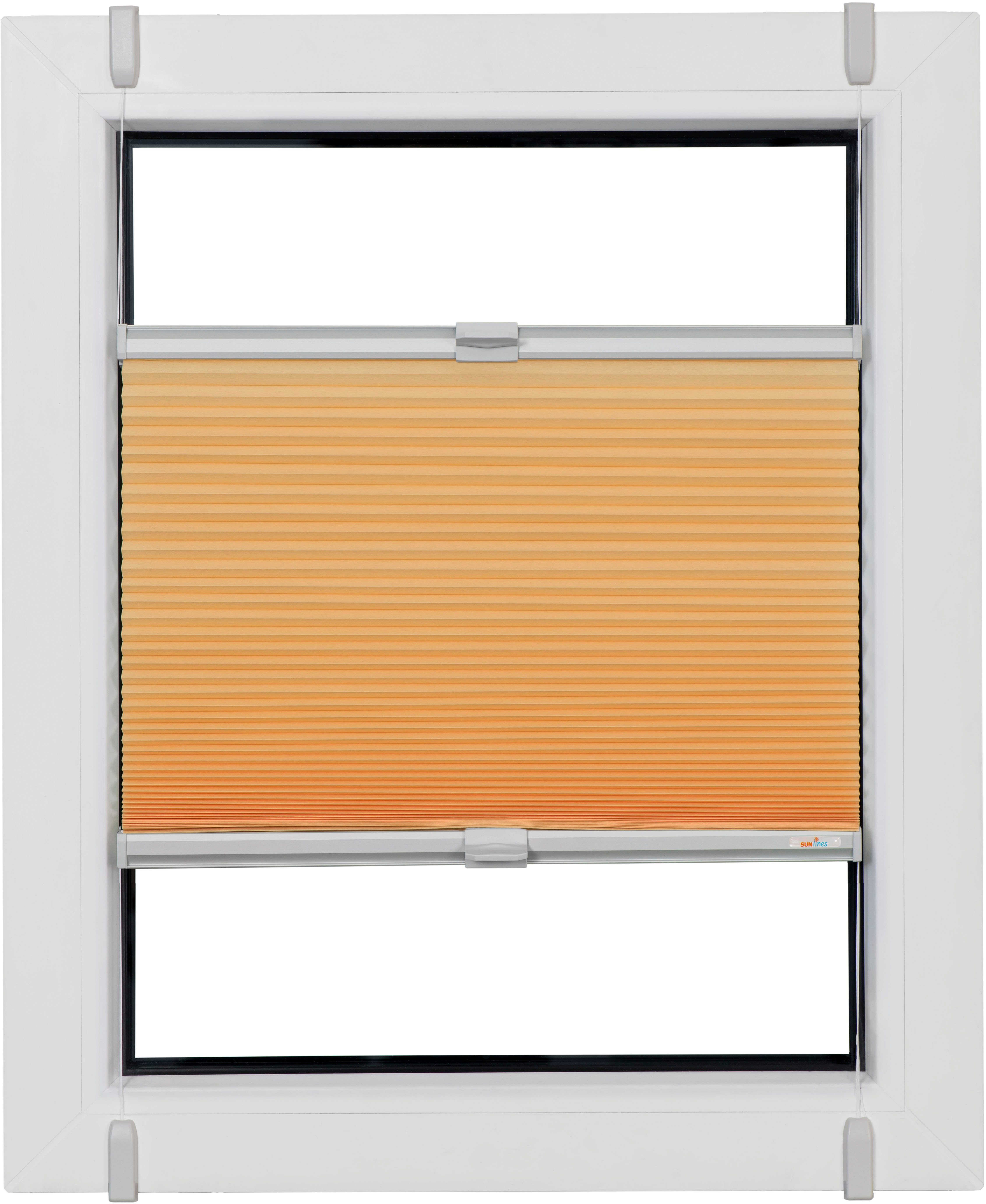 [2024 sehr beliebt] Wabenplissee One grau, sunlines, Honeycomb blickdicht, verspannt, zum Zubehörfarbe ohne Klemmen apricot Style TL, Size Bohren, Klemmfix