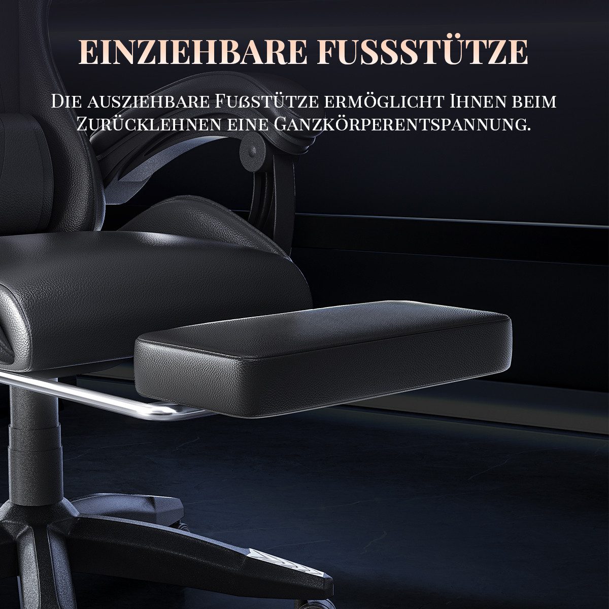 ZAISZE Gaming-Stuhl Schreibtischstuhl, Ergonomischer Bürostuhl mit Massagefunktion (PC Stuhl mit Fußstütze Kopfstütze Lendenkissen), Höhenverstellung Neigung 90 – Bild 4 von 5