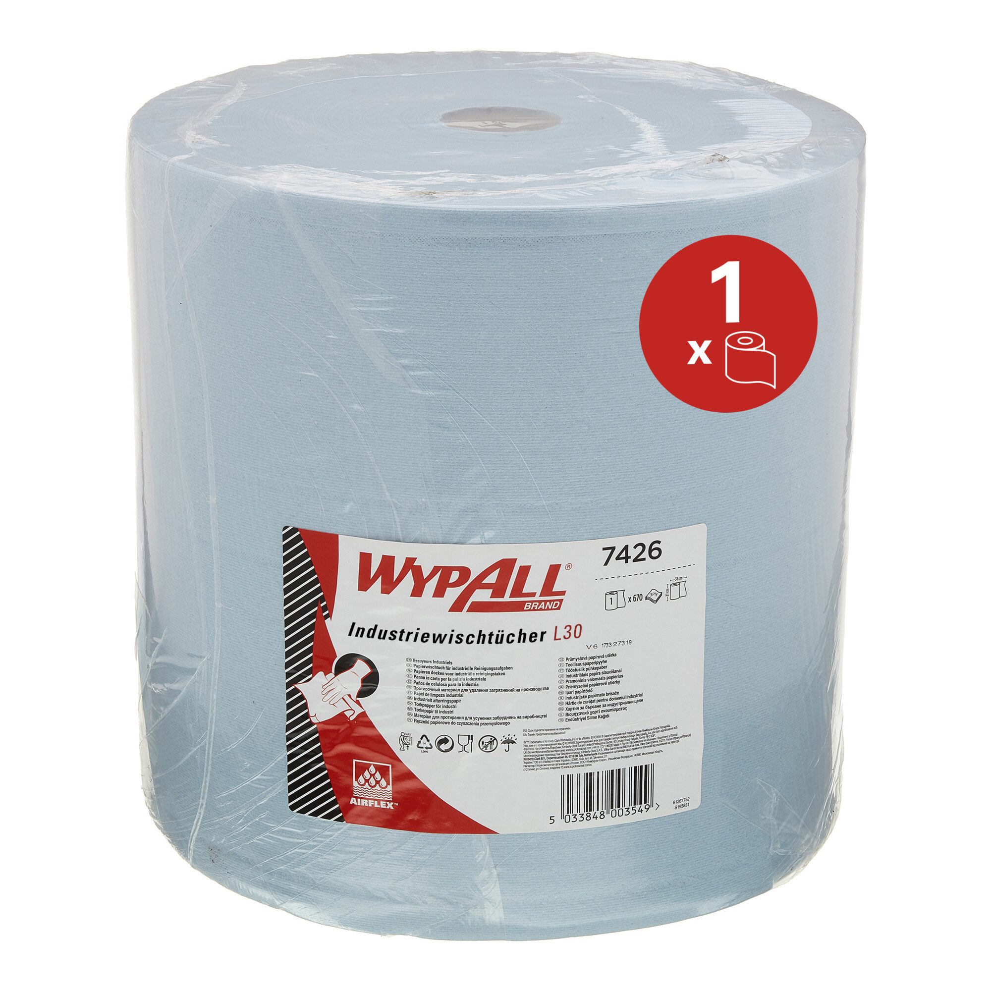 Wypall Reinigungsschwamm WypAll Papierwischtücher für industrielle Reinigungsaufgaben L30, Jumb