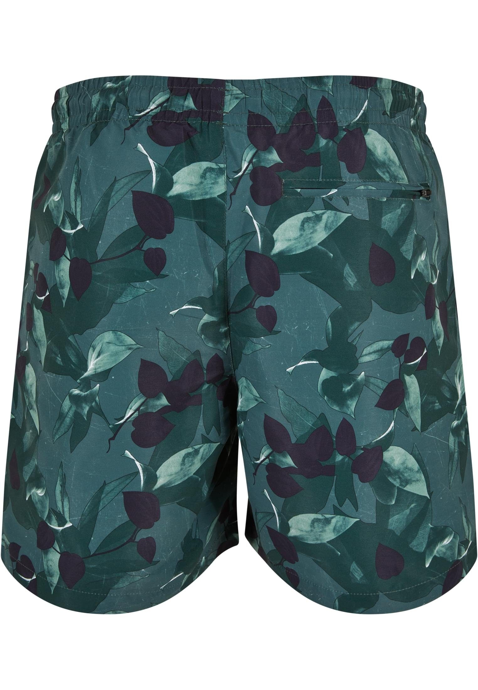 URBAN CLASSICS Badeshorts greenleafs Pattern Herren Shorts Swim