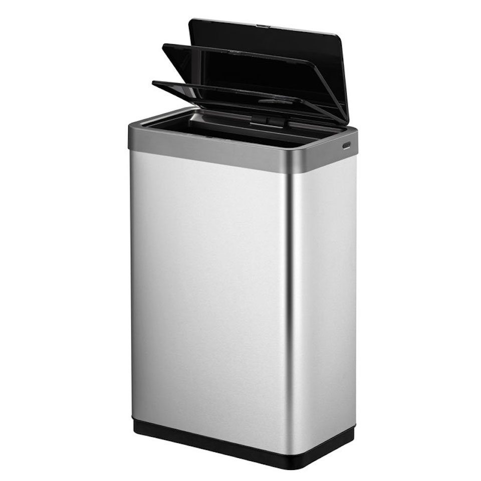 PROREGAL® Sensor-Abfallbehälter Edelstahl, Mülleimer mattem aus 47L,  Silber