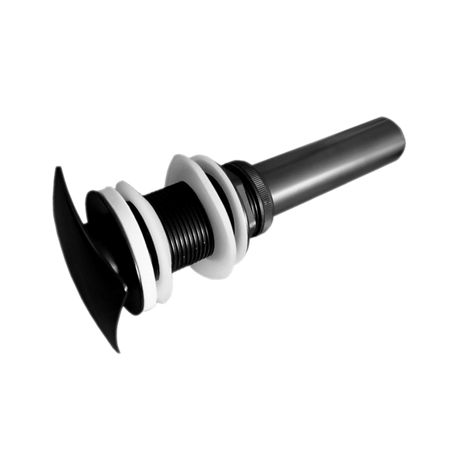 HAC24 Ablaufventil Ablaufgarnitur für Waschbecken Pop-Up Waschtisch Abfluss Ventil, 2-tlg., Click Open Technik, Eckig, Schwarz