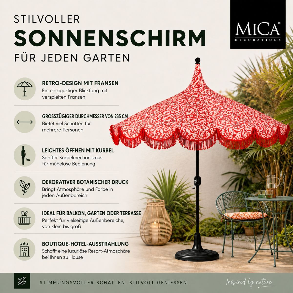 Mica Decorations Sonnenschirm Mica Decorations Kelly Sonnenschirm mit Tasche 238 x Ø235 cm, 1 Sonnenschirm – Bild 2 von 5