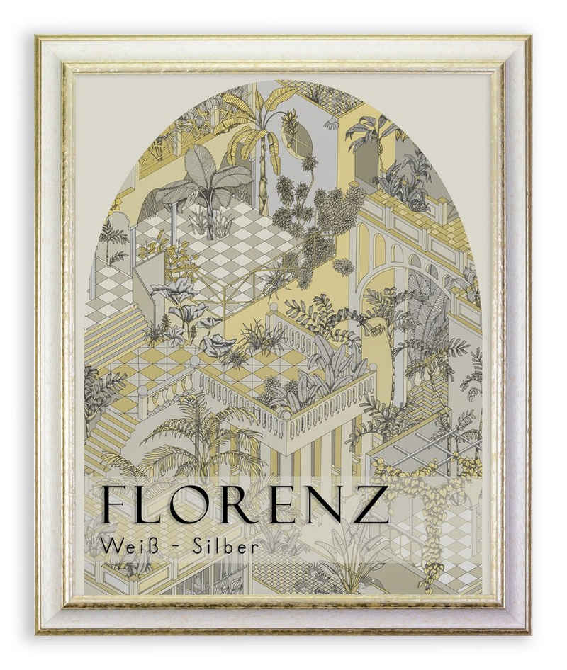 BIRAPA Einzelrahmen Bilderrahmen Florenz, (1 Stück), 21x29,7 cm (DIN A4), Weiß Silber, Holz