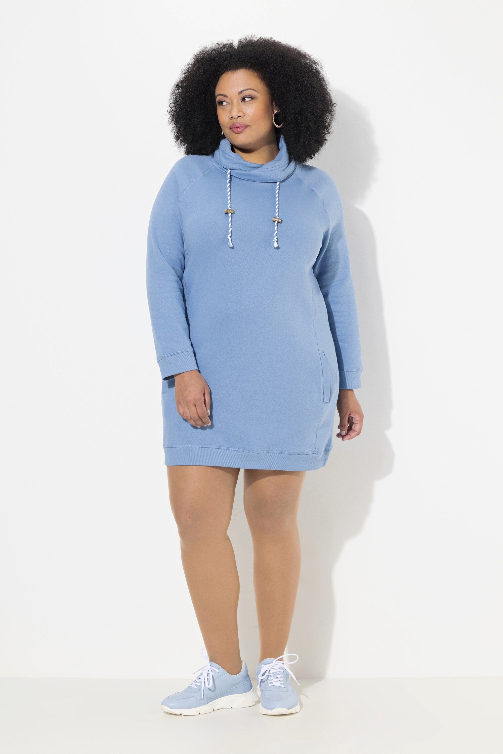Ulla Popken Jerseykleid Sweatkleid Stehkragen Langarm günstig online kaufen