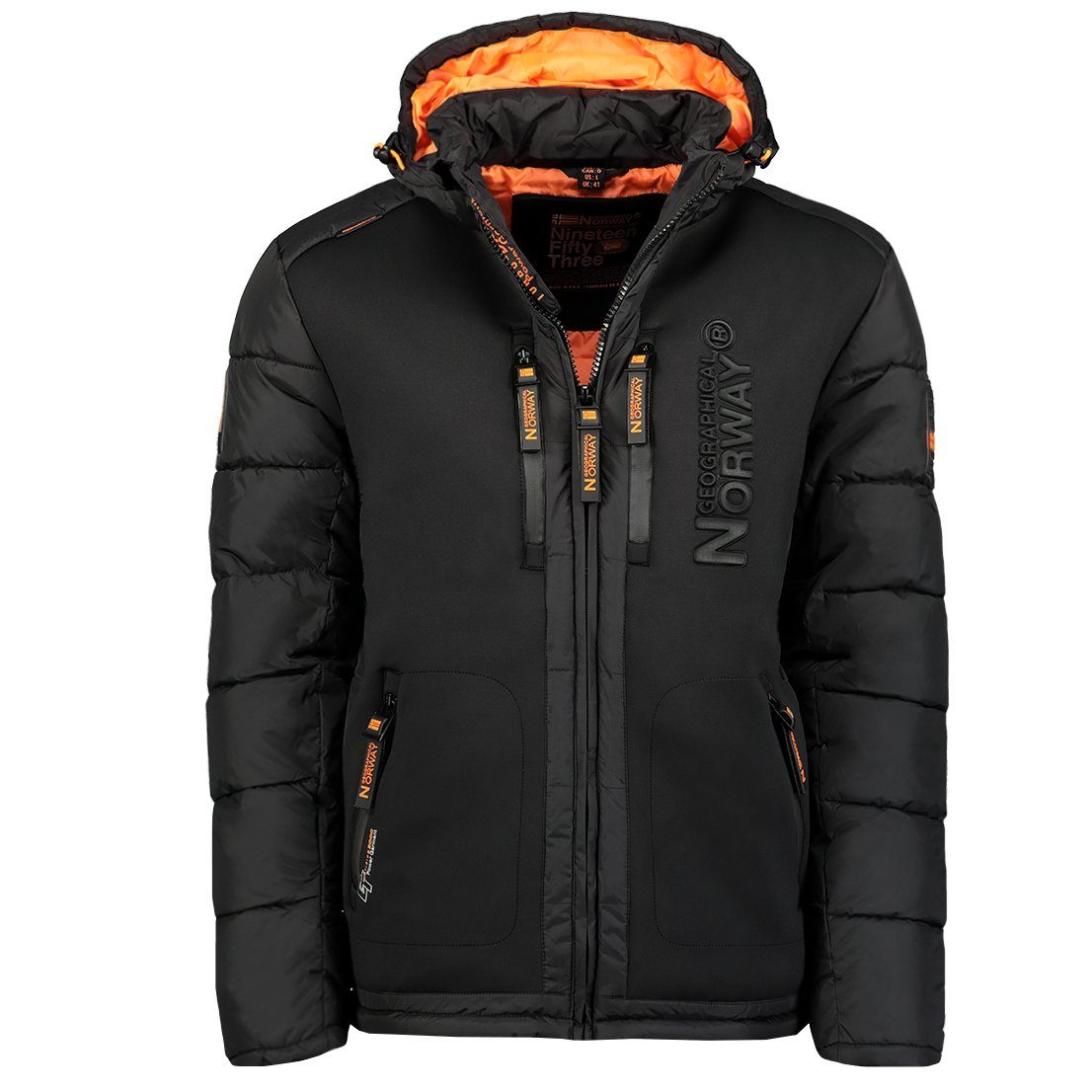 Geographical Norway Winterjacke Herren Winter Kapuze, Mit S Jacke Steppjacke 1-St., Steppjacke) 7XL Jacke Bis Schwarz Brbeachwood Outdoor (Winterjacke