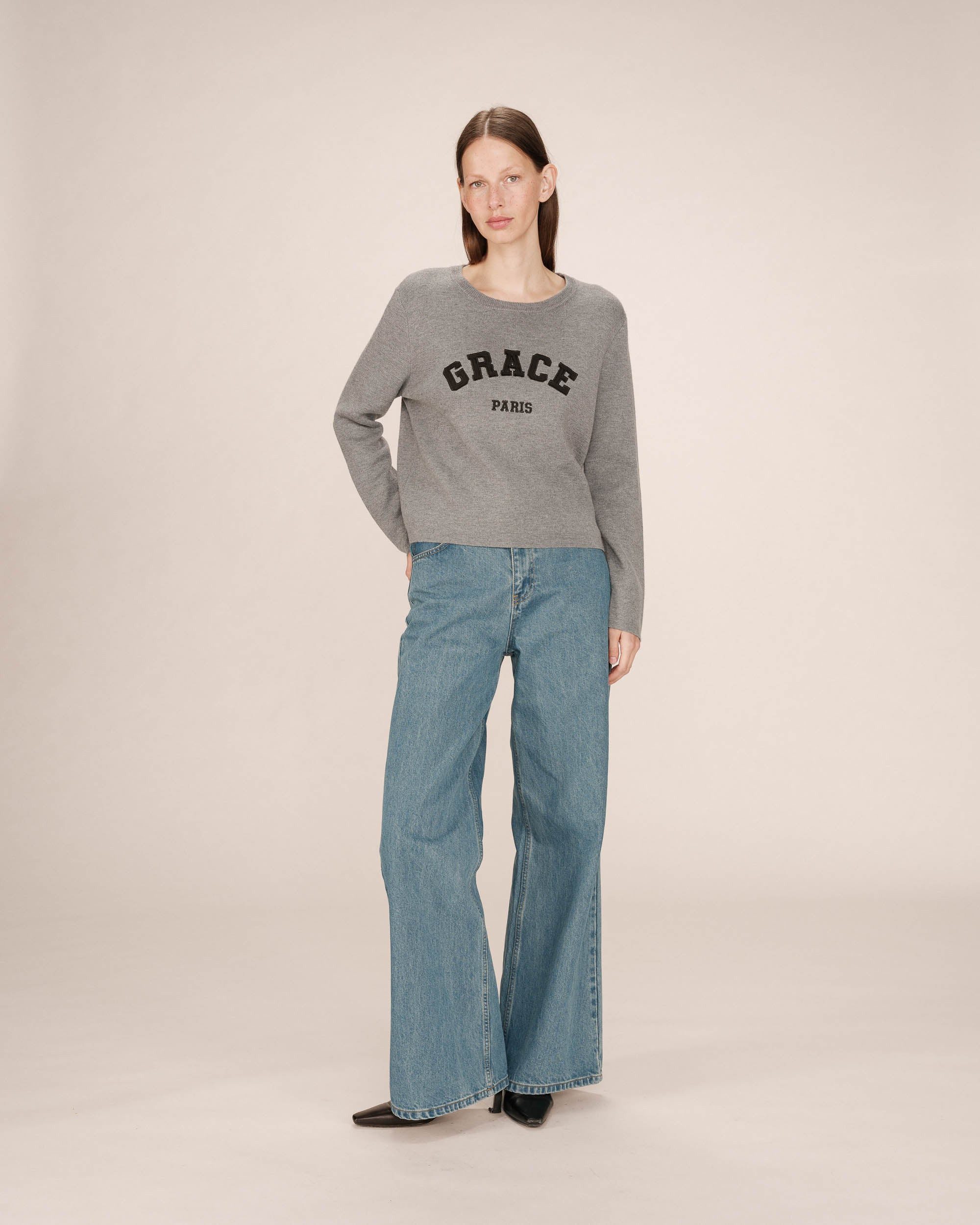 Grace & Mila Strickpullover College sweater SARDAIGNE - Pullover - Strickpullover mit Stickerei