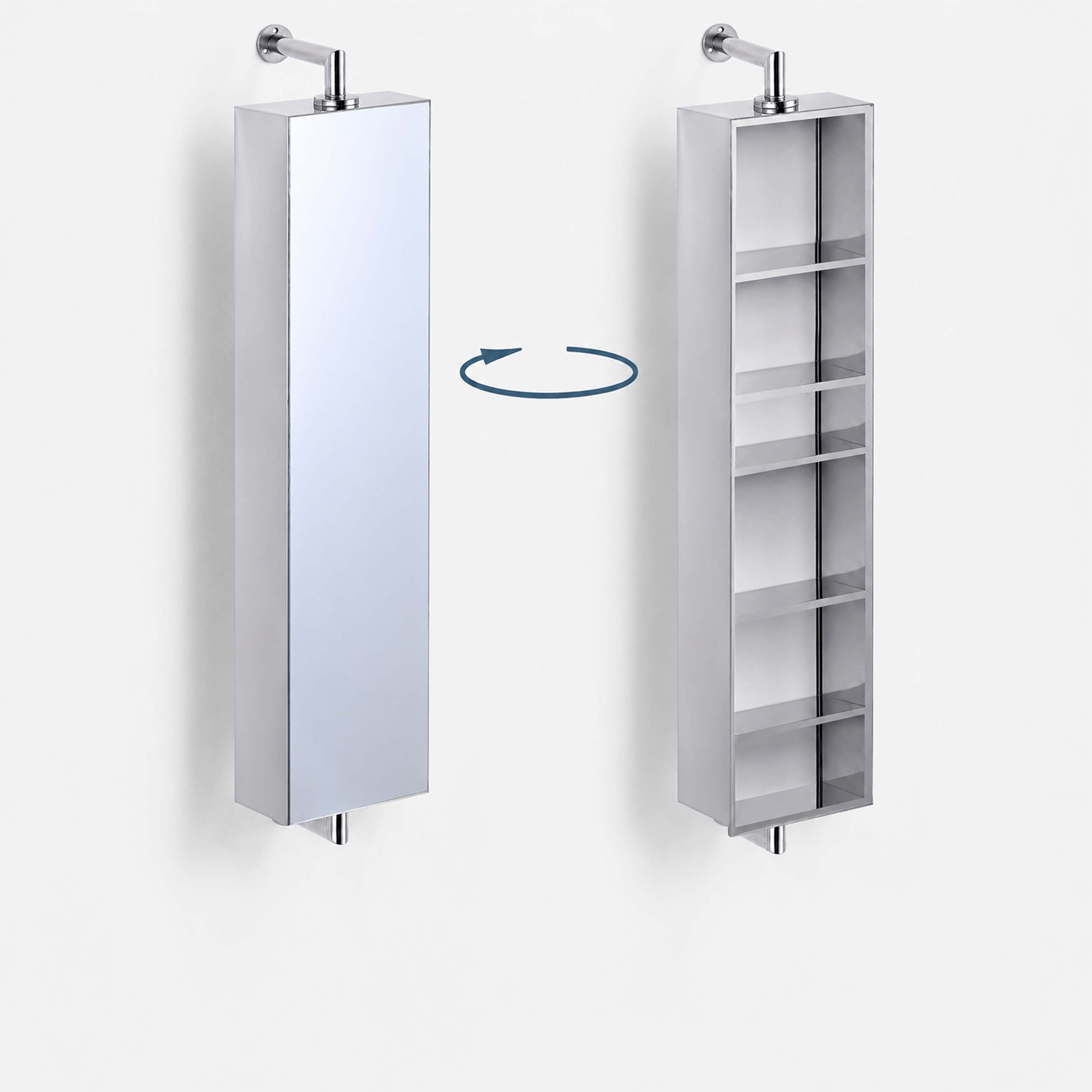 relaxdays Badezimmerspiegelschrank Drehbarer Spiegelschrank aus Edelstahl