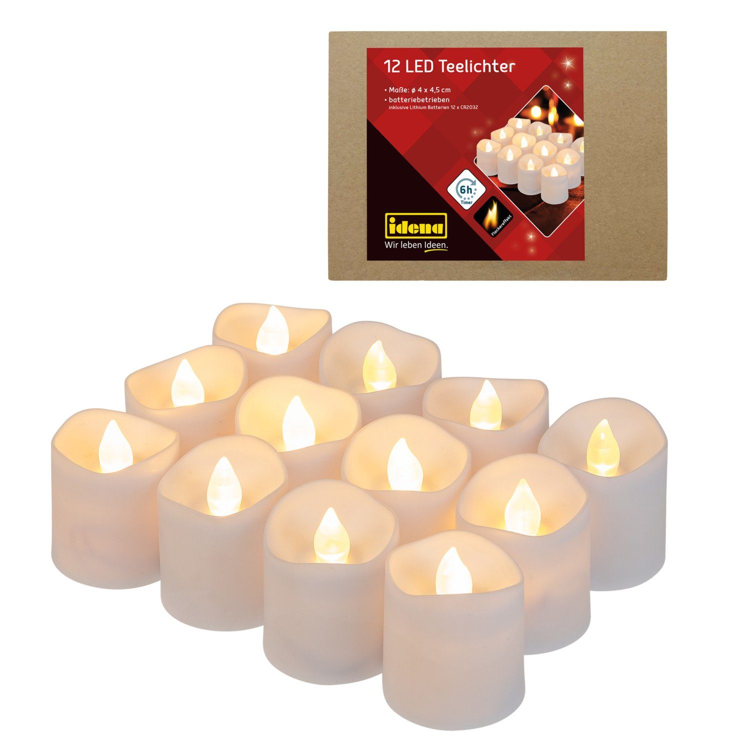 Idena LED-Kerze Idena 30469 - LED Teelichter, 12 Stück in Warmweiß, elektri günstig online kaufen