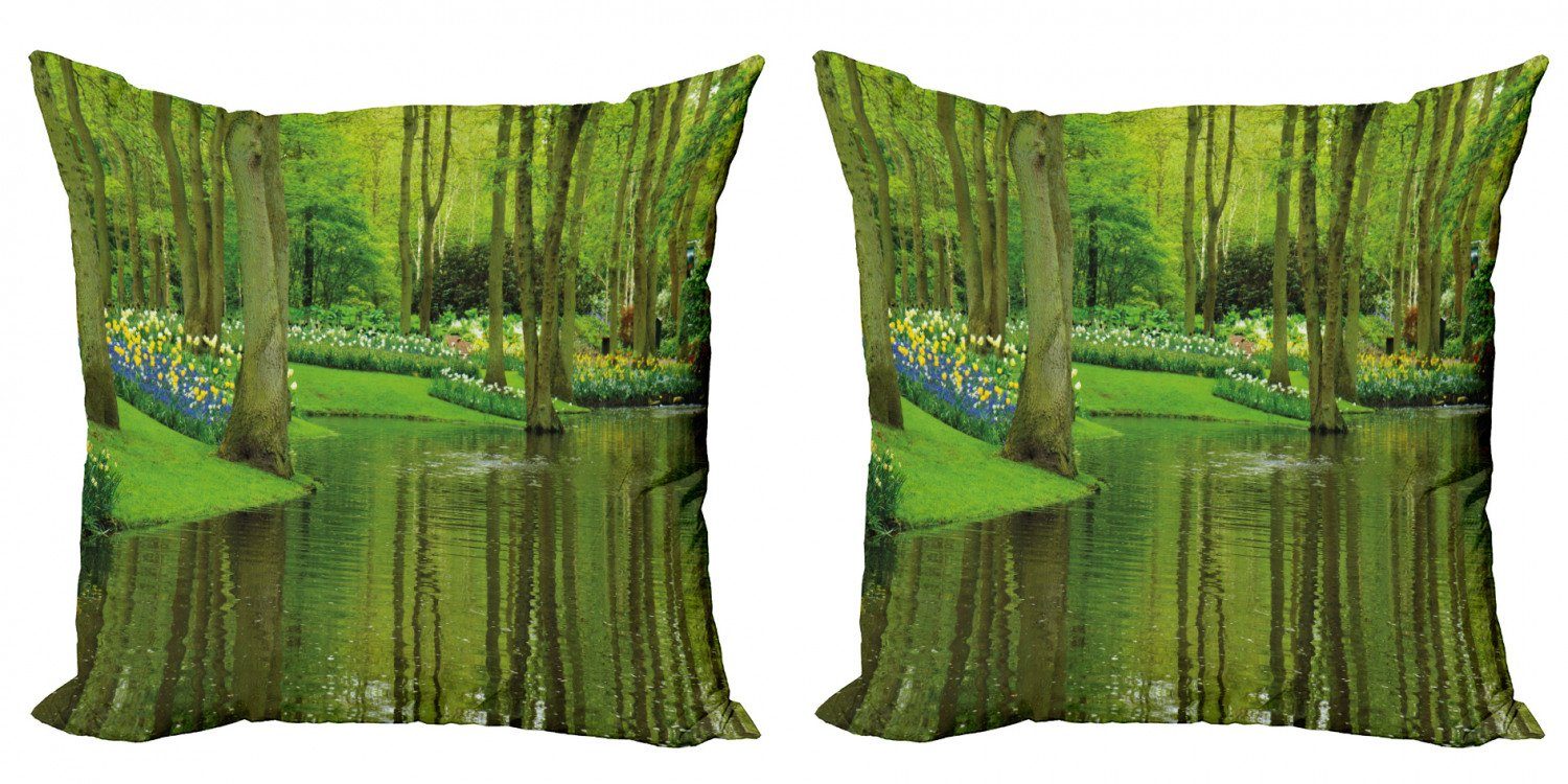 Modern Wald Botanik Abakuhaus Accent Stück), Kissenbezüge mit Doppelseitiger See Natur (2 Digitaldruck,