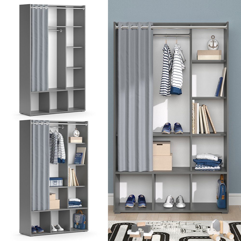Vicco Kleiderschrank Luigi, Grau, 105.8 x günstig online kaufen