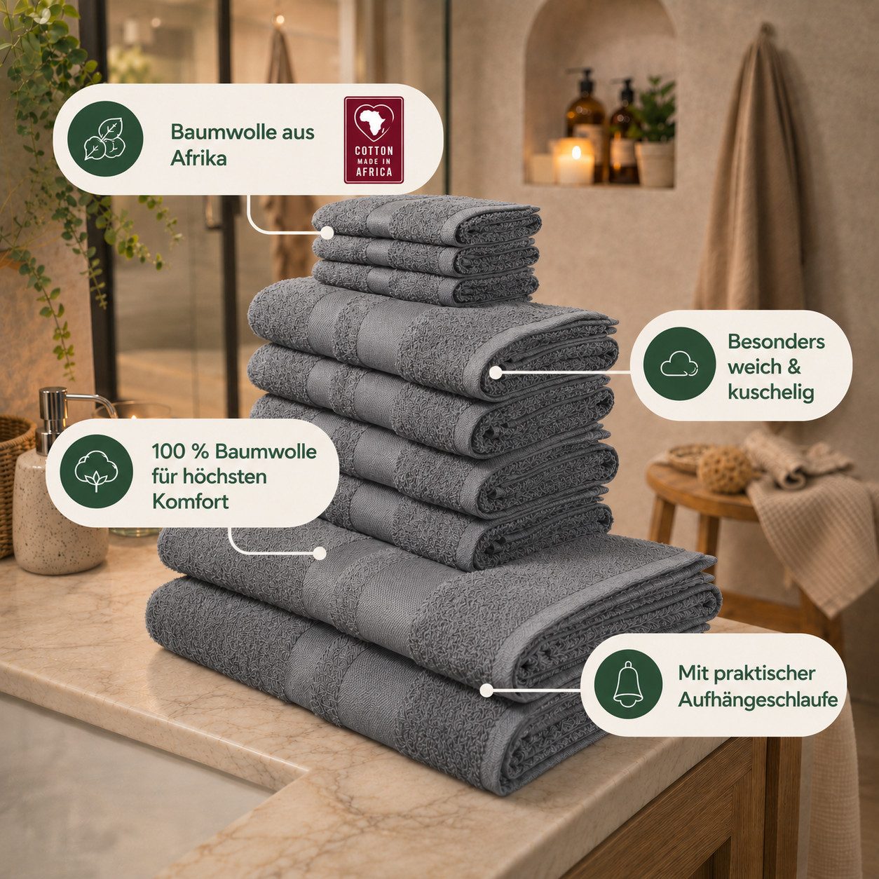 OTTO home Handtuch Set Vanessa, 10-tlg Handtuch-Set, weich, in Standard- und Premium-Qualität, Walkfrottee (Set, 10-St), 100% Baumwolle, Duschtücher, Handtücher, Gästetücher, mit Bordüre
