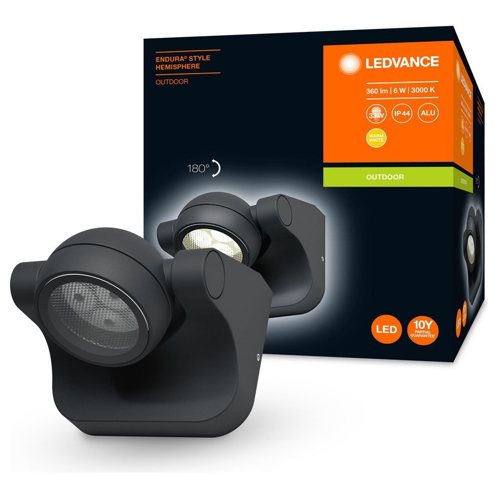 Ledvance Außen-Wandleuchte LED Wandleuchte Endura in Dunkelgrau und Weiß 6W 360lm IP44, LED