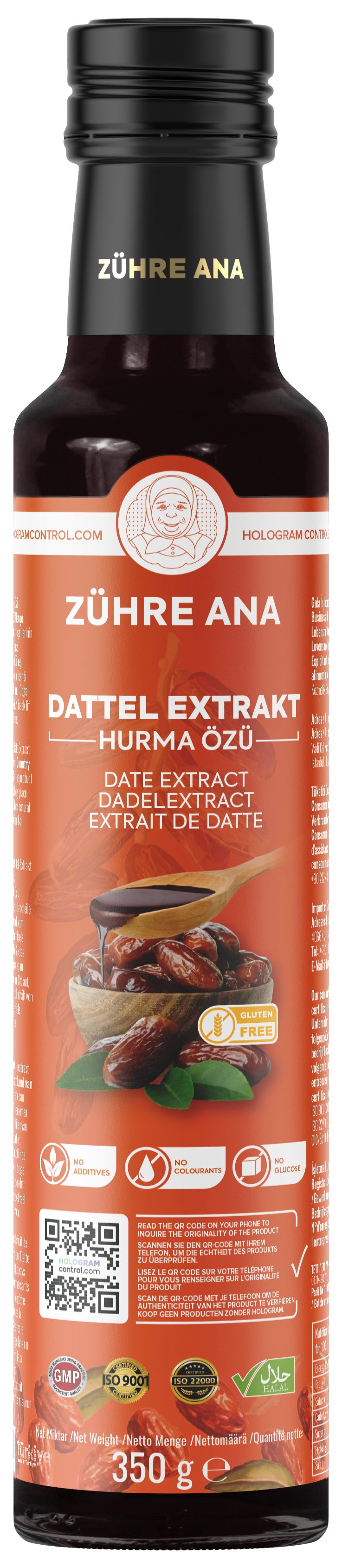 Zühre Ana® Dattelextrakt – Natürlicher Genuss in Desserts, Gebäck und Frühstück Sirup, 350 g, Frisch und natürlich, reichhaltiger Ballaststoffgehalt