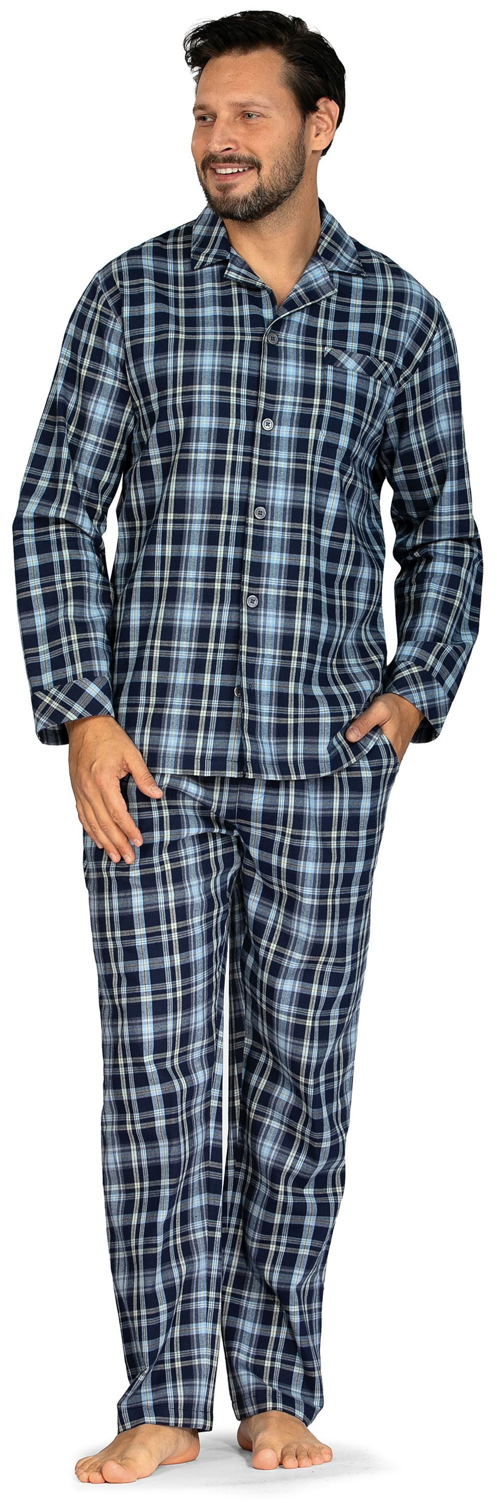 Comte Schlafanzug Gentle Frost (Set, 2 tlg., 2-teilig) Herren Pyjama lang Langarm Webflanell auch große Größen