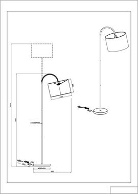 lightling Bogenlampe Benny, ohne Leuchtmittel, moderne Bogenlampe mit Schirm aus Stoff und Innenseite in Goldoptik