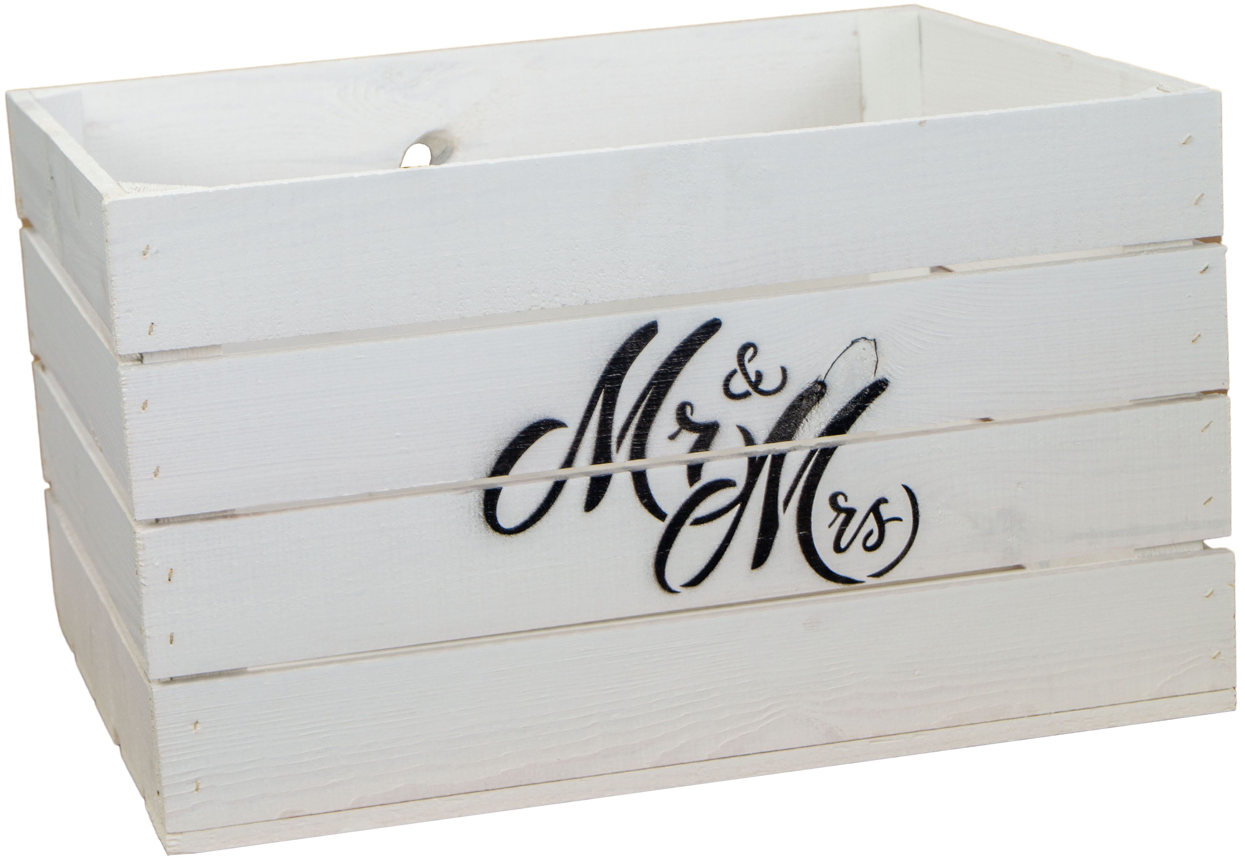 Kistenkolli Altes Land Allzweckkiste Holzkiste Johanna weiss "Mr & Mrs" (Spar-Set, 1er Set)