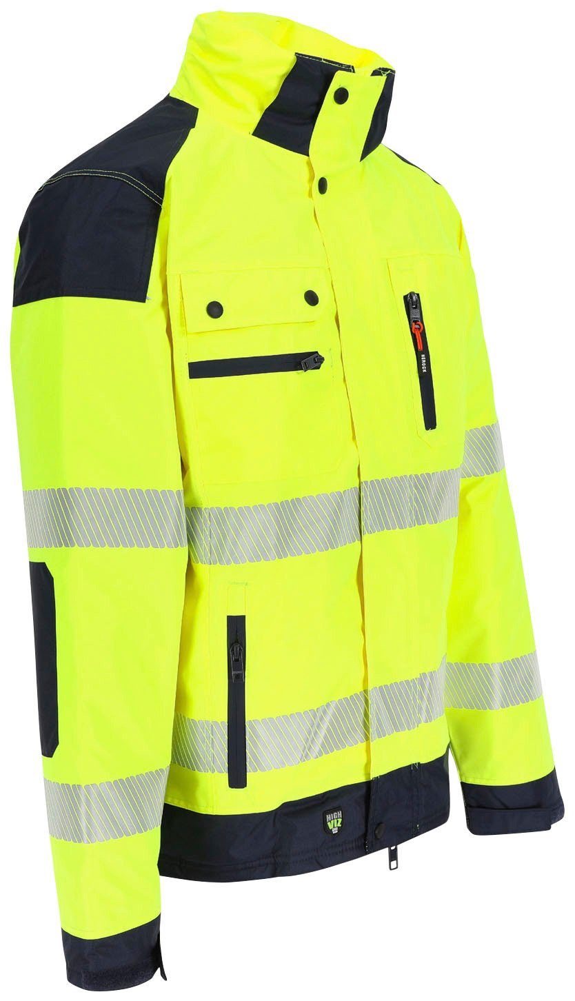 VIZ Reissverschlusstaschen Hodor Arbeitsjacke Regenjacke, viele HIGH gelb winddicht, atmungsaktiv, Herock