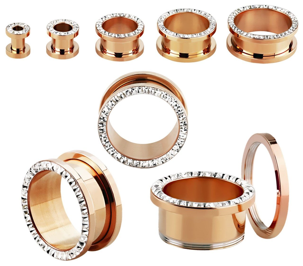 Adelia´s Plug Piercing - Plug 316L Stahl Rose Epoxy, Rose mit Epoxy, 6 mm Länge, 316L Stahl