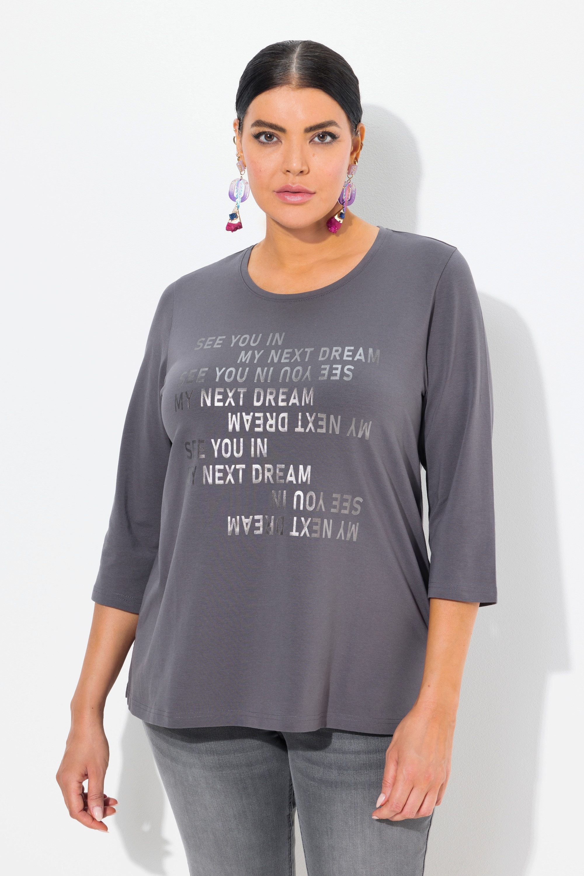 Ulla Popken T-Shirt Shirt Schriftmotiv Classic günstig online kaufen
