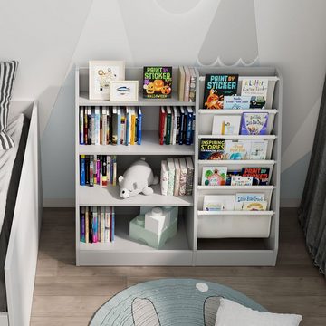 radelldar Bücherregal Kinderregal Spielzeugablage mit 5 Ablage und 4 offenen Fächern