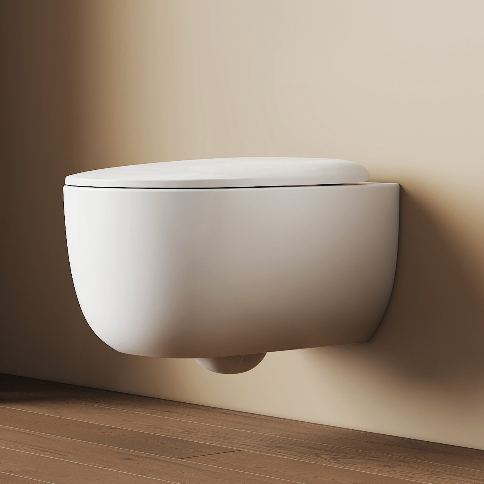 EMKE Tiefspül-WC mit 360°-Wirbelspülung und Softclose-Sitz, Glasierte Keramik, 3,5/5,0 l, in Schwarz oder Weiß erhältlich