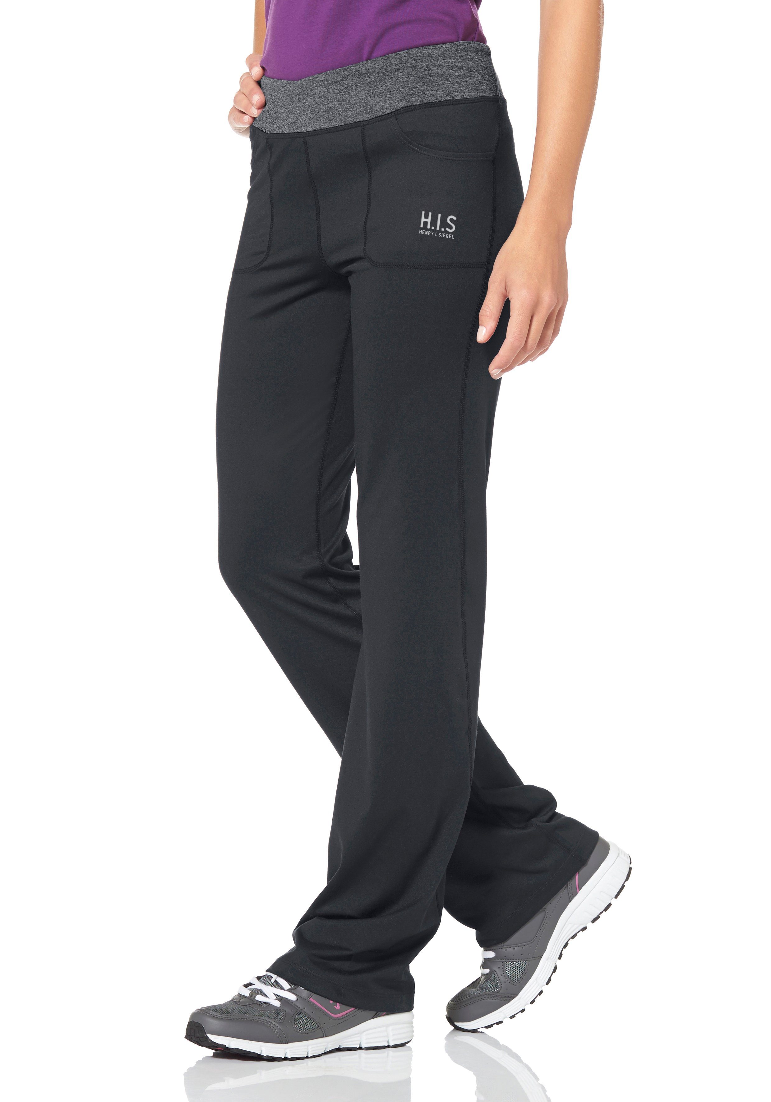 H.I.S Jazzpants aus recyceltem Material Bund mit Wickeloptik schwarz N-Gr (Hose aus nachhaltigem Material)