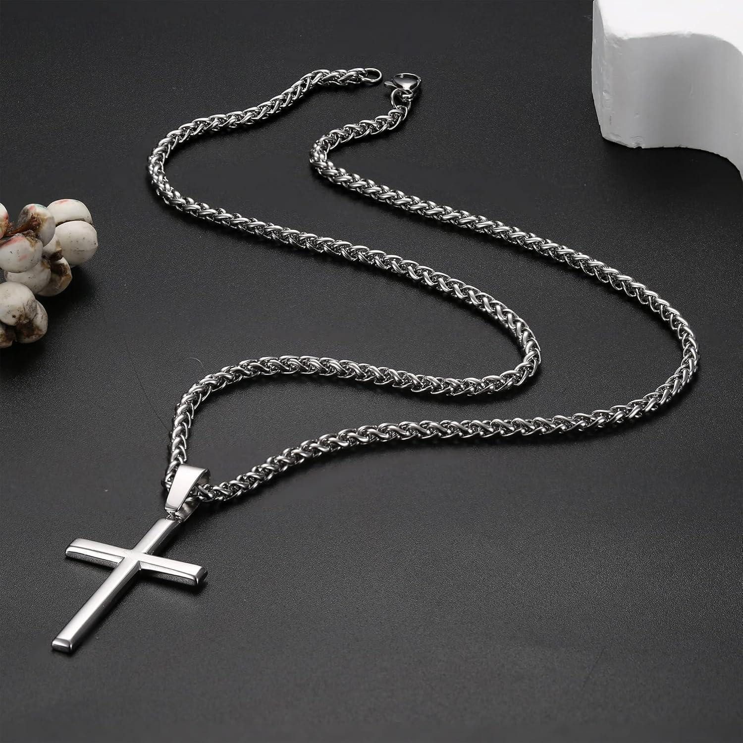 LuxusKollektion Kreuzkette 925 Silber Kreuzkette Weizenkette Herren Damen 30 Zoll