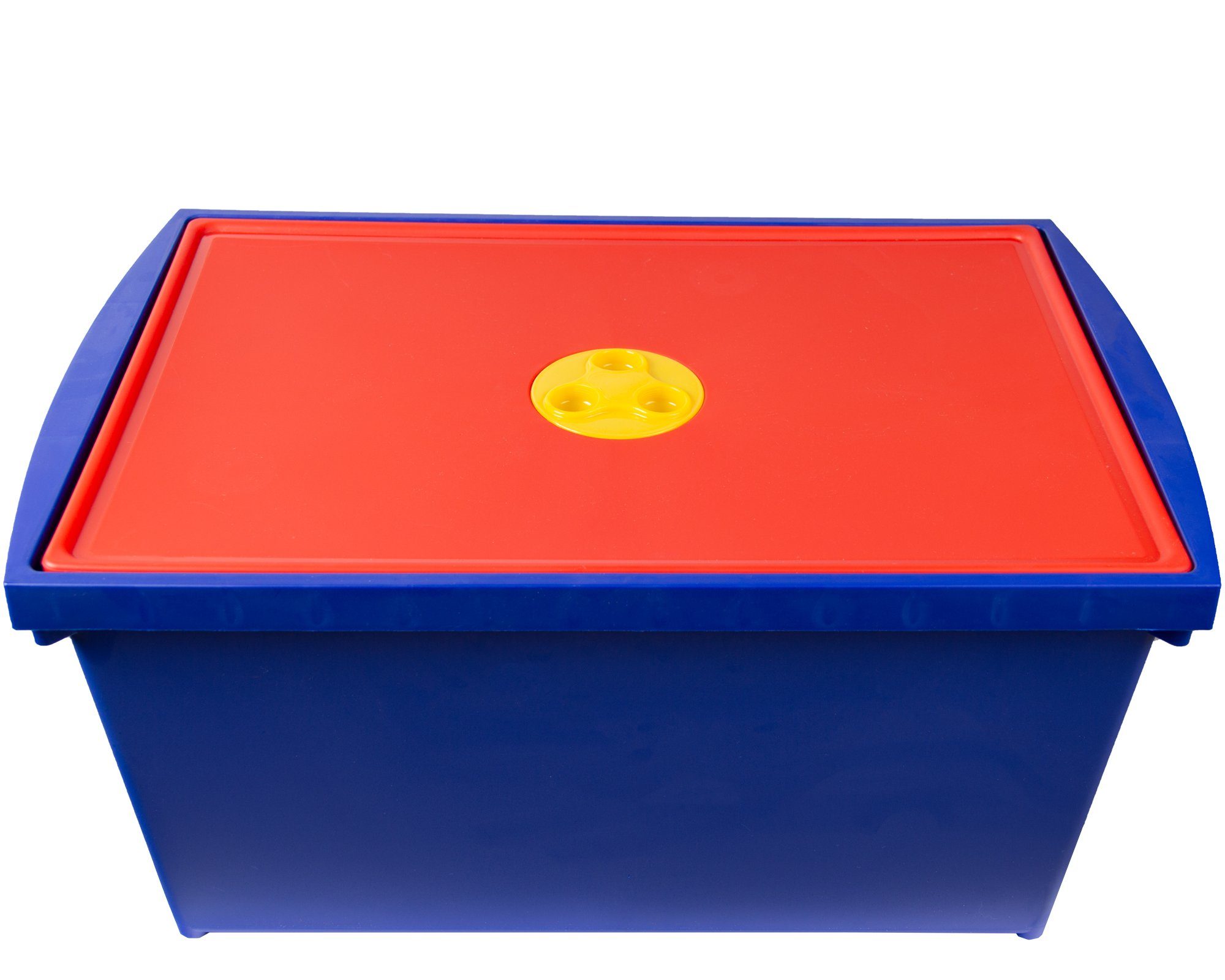 ONDIS24 Aufbewahrungsbox Spielzeugkiste mit Deckel, 28 L, Stapelbox System  Box M, Malkiste hoch, Spielzeugbox für Kinder