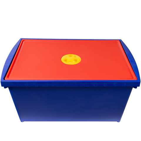ONDIS24 Aufbewahrungsbox Spielzeugkiste mit Deckel, 28 L, Stapelbox System Box M, Malkiste hoch, Spielzeugbox für Kinder