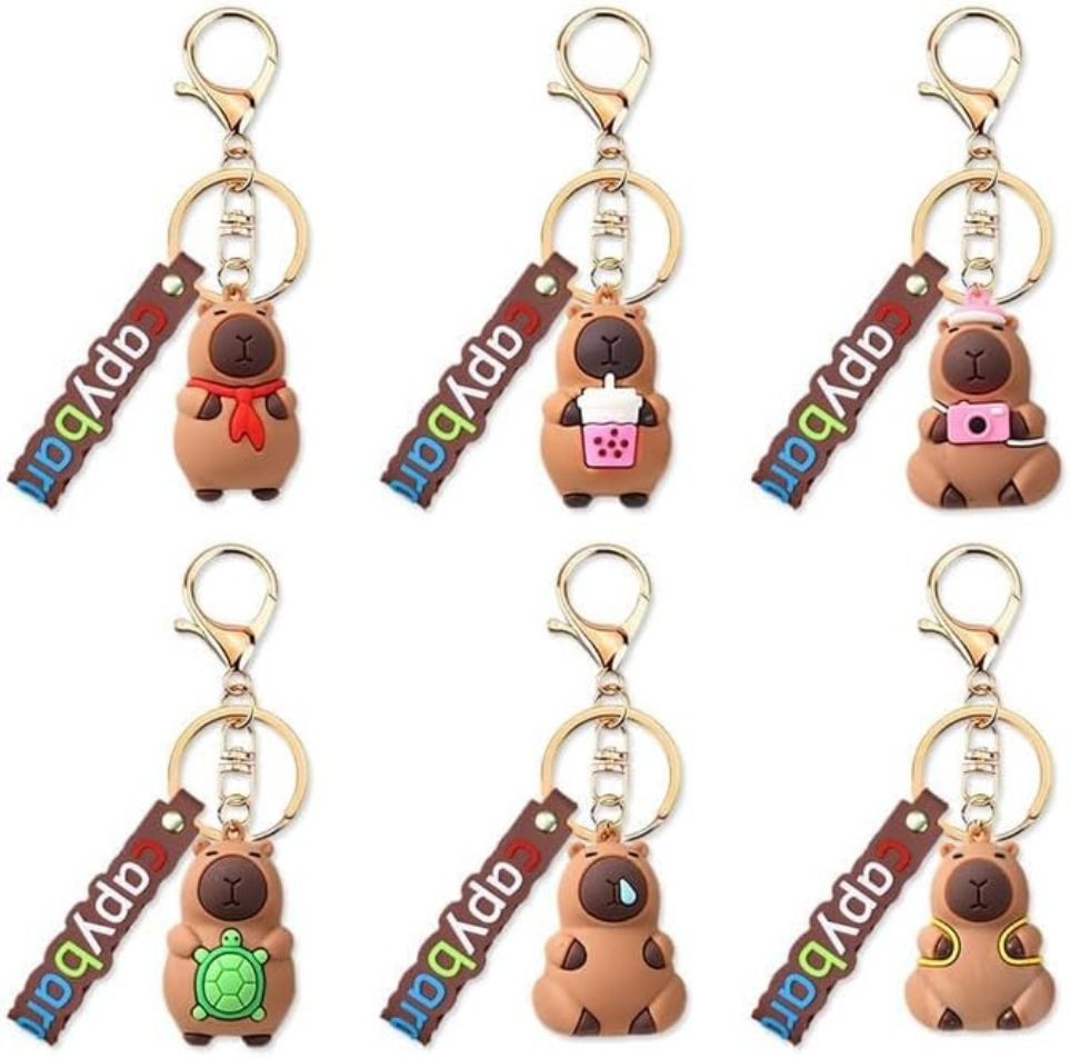 Fun Trading Schlüsselanhänger Set Capybara Schlüsselanhänger, Taschenanhänger 6er Set
