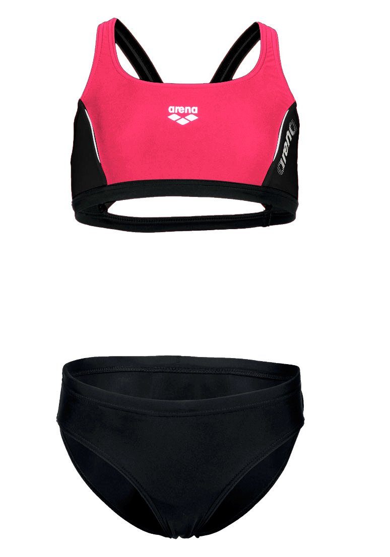 Arena Bustier-Bikini G TWO THRICE PIECES R schwarz-rot JR Markenschriftzug mit