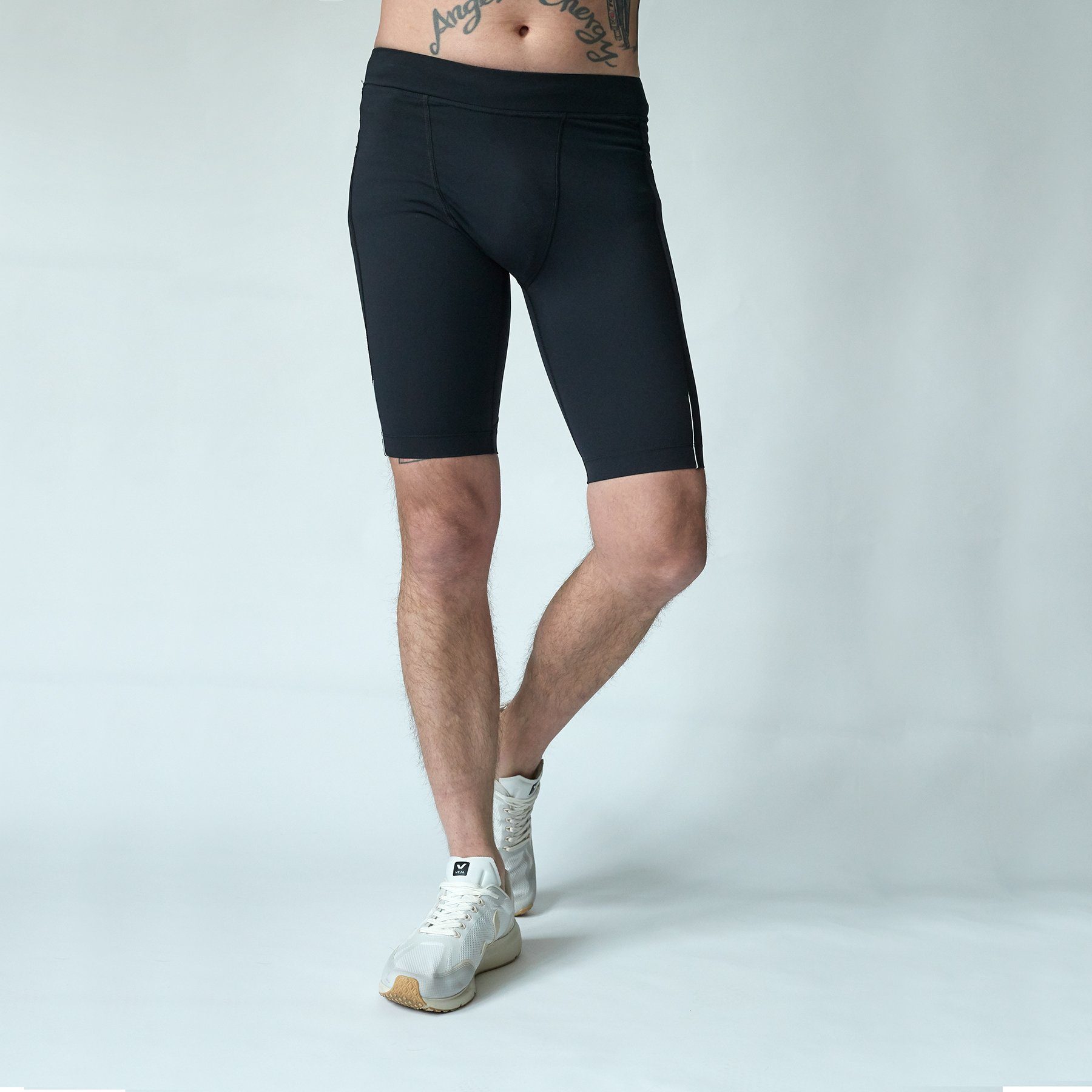 / Tights schwarz mit Leggings Taschen - Kurze Running Lauftights Sport Herren runamics