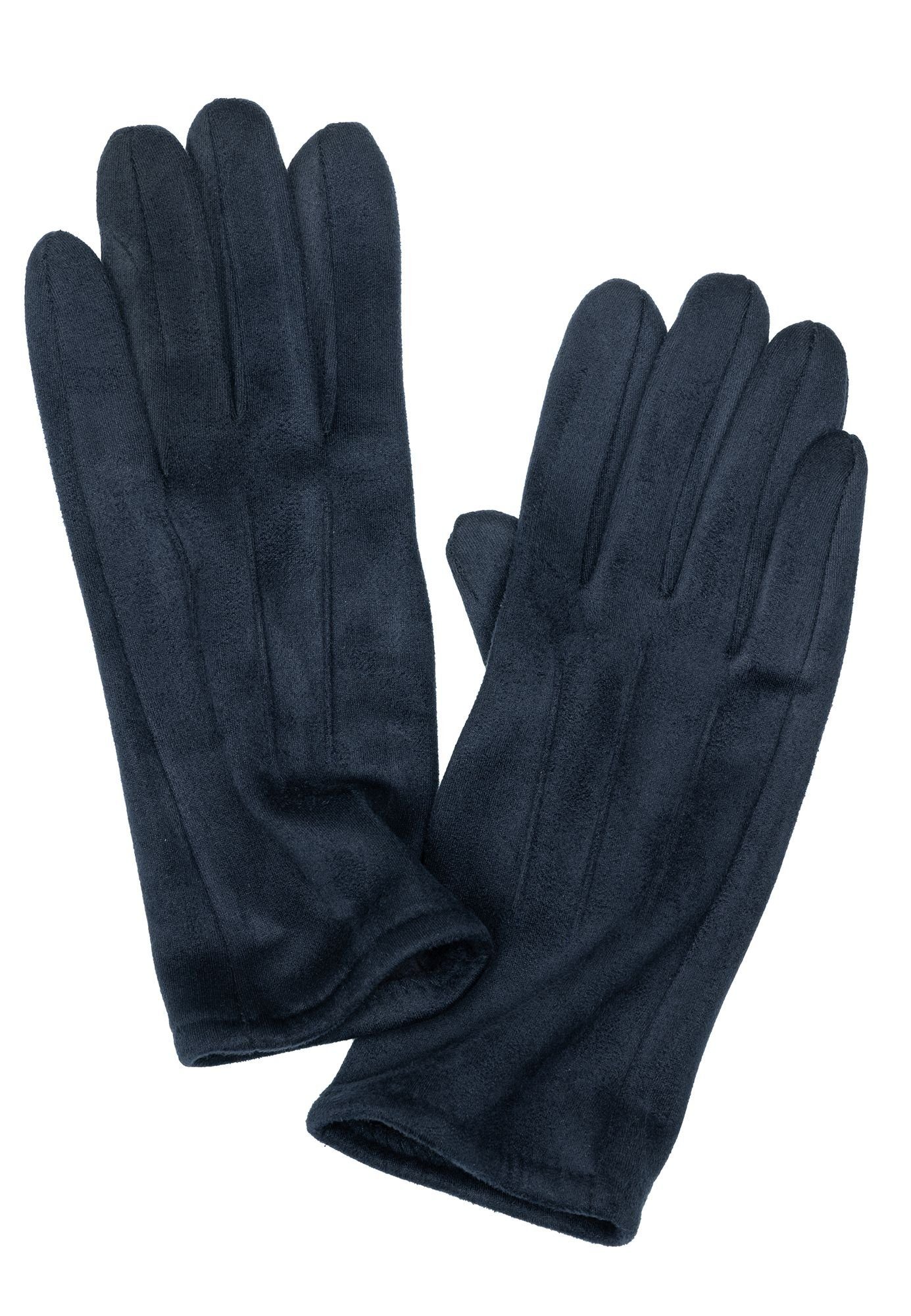 elegante klassisch uni Damen 3 dunkelblau Handschuhe Strickhandschuhe GLV014 Nähten Caspar mit