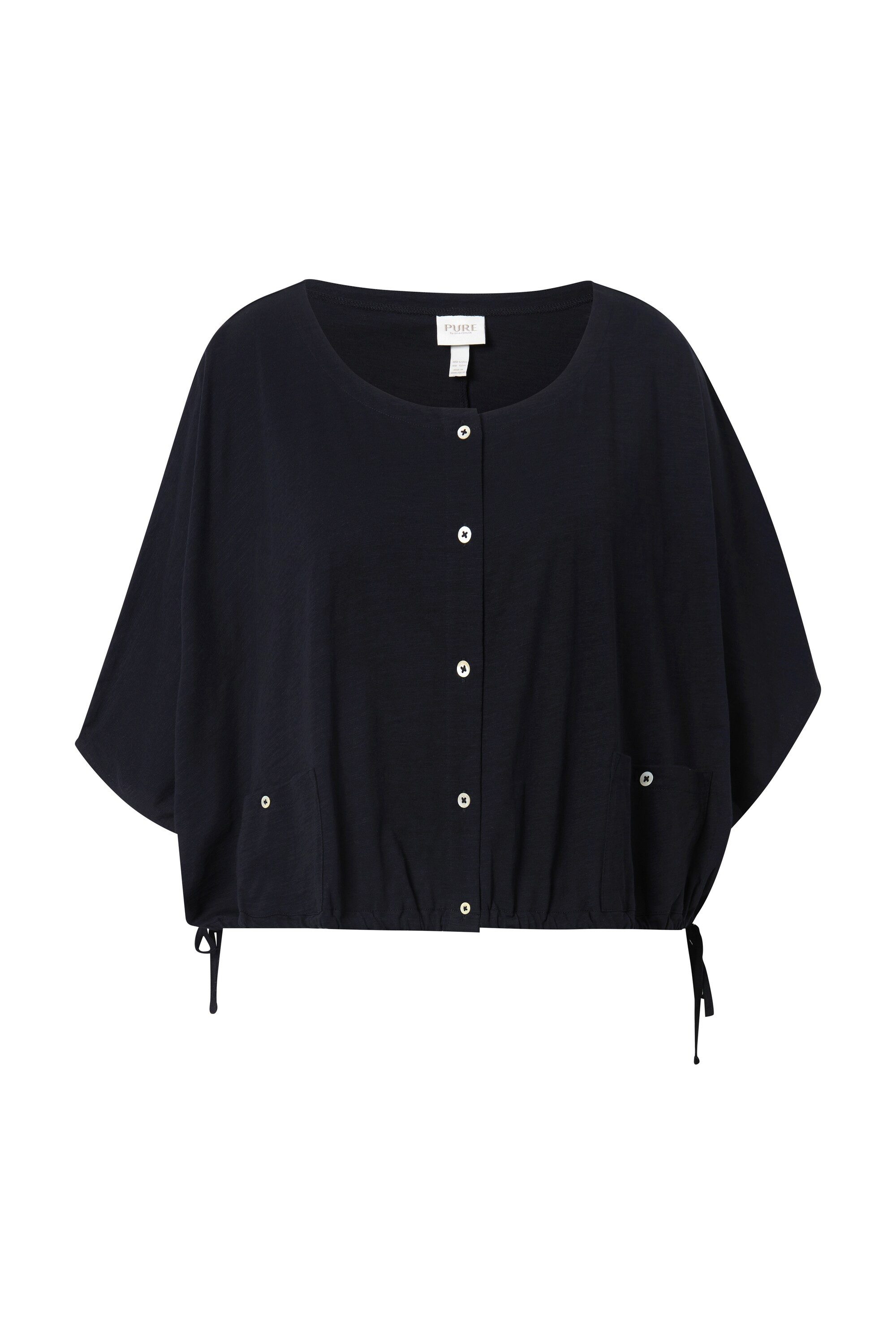 Ulla Popken Longtop Shirt Saumband Rundhals Halbarm Biobaumwolle günstig online kaufen
