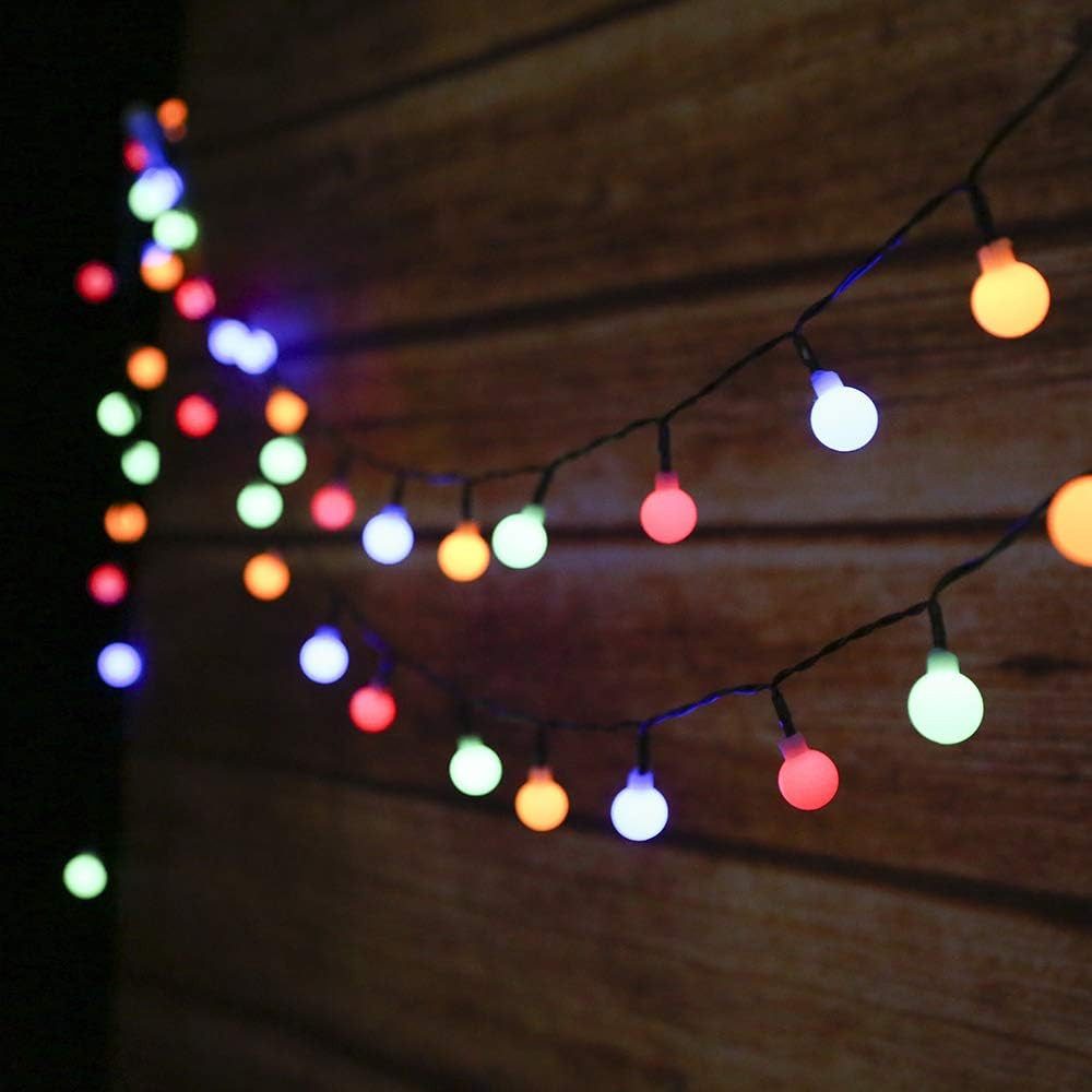 UE Stock LED-Lichterkette 6,9 Meter Lichterkette mit 50 mehrfarbigen LED Kugel Wasserdicht, ideal für den Außenbereich