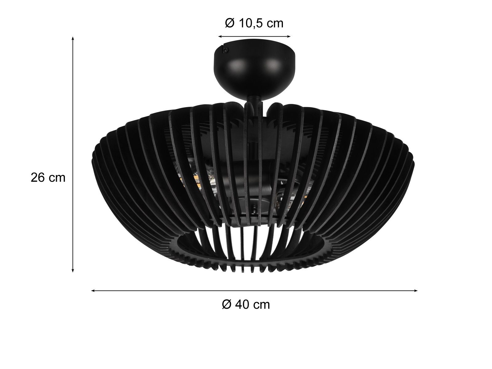 wechselbar, LED Holz-lampe Esstisch matt Ø40cm rustikal ausgefallene Schwarz LED Deckenleuchte, Schwarz Warmweiß, Dimmfunktion, modern, meineWunschleuchte über-n