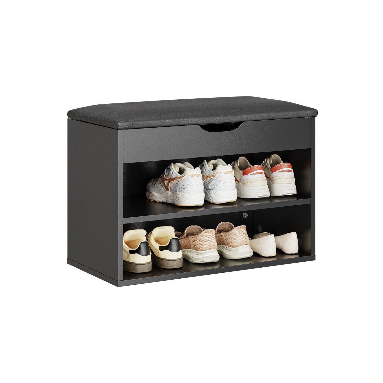 SoBuy Schuhbank FSR25, Schuhregal mit gepolstertem Kissen, Schuhorganizer, Sitzbank mit Stauraum Schuhregal Schuhtruhe mit Sitzfläche