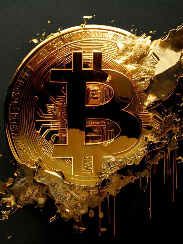 DOTCOMCANVAS® Leinwandbild, Leinwandbild raw Bitcoin hands Handel Rahmen diamond Börse ohne crypto mit trading