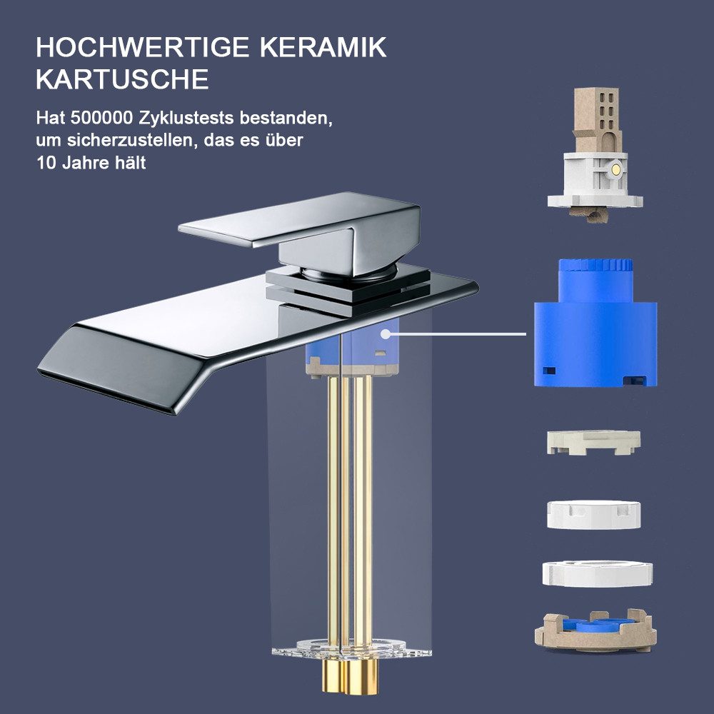 HOMELIVE Badarmatur Wasserfall Wasserhahn Bad Waschbeckenarmatur günstig online kaufen