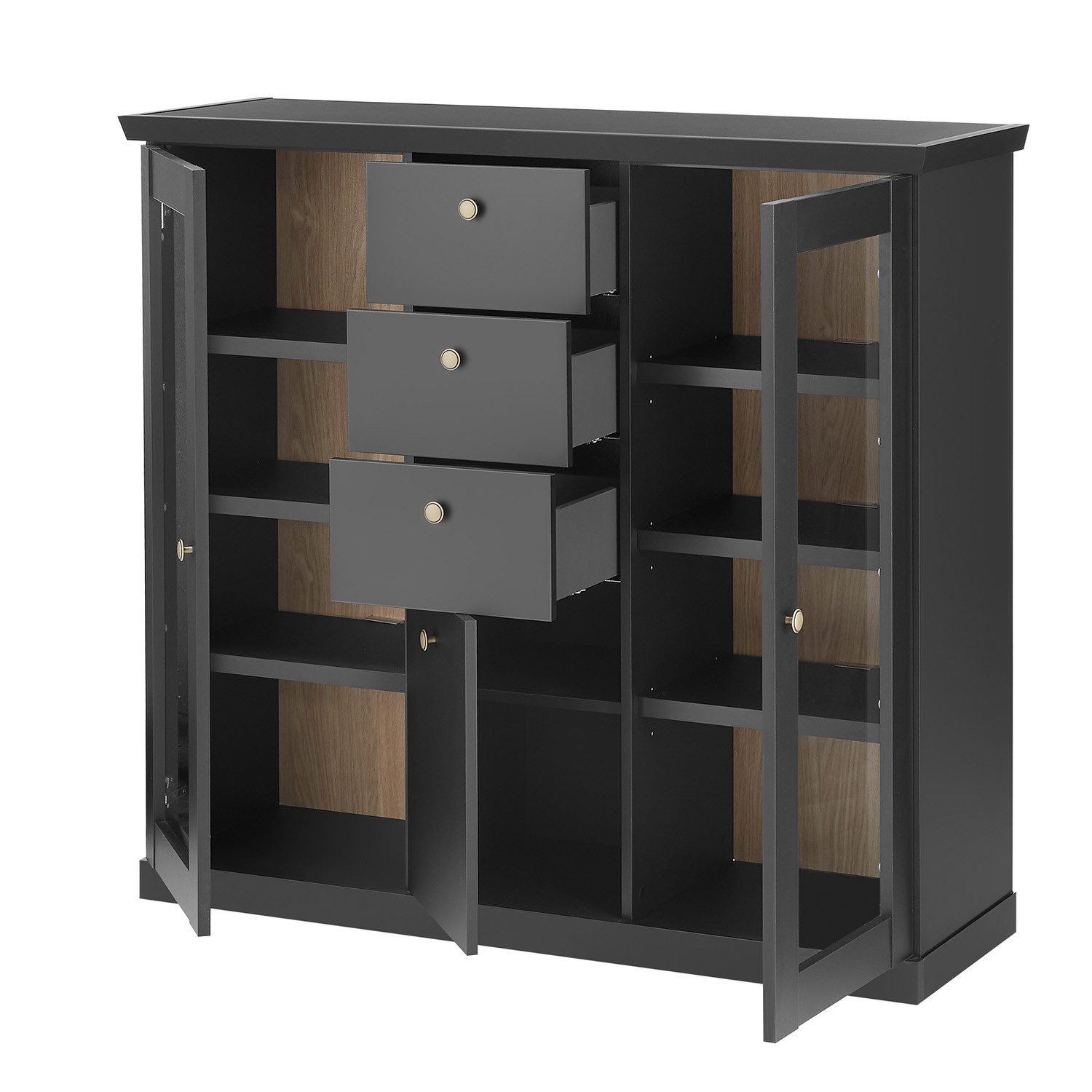 Möbel Stellbrink Highboard Highboard Lincoln - Schwarz matt
