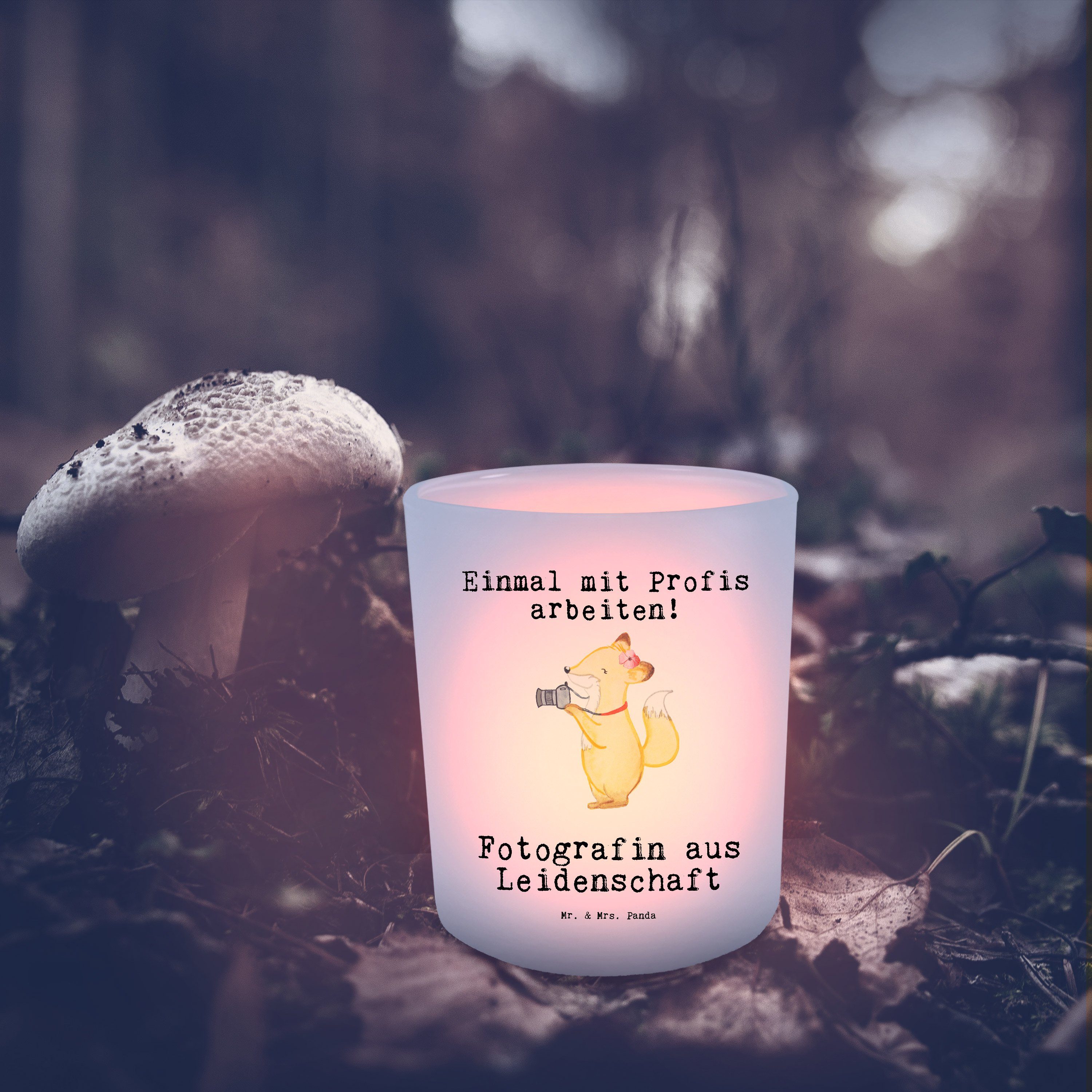 Leidenschaft Windlicht Geschenk, aus Panda Tee & Mr. Fotografin - Mrs. (1 - Teelichter, Transparent St)