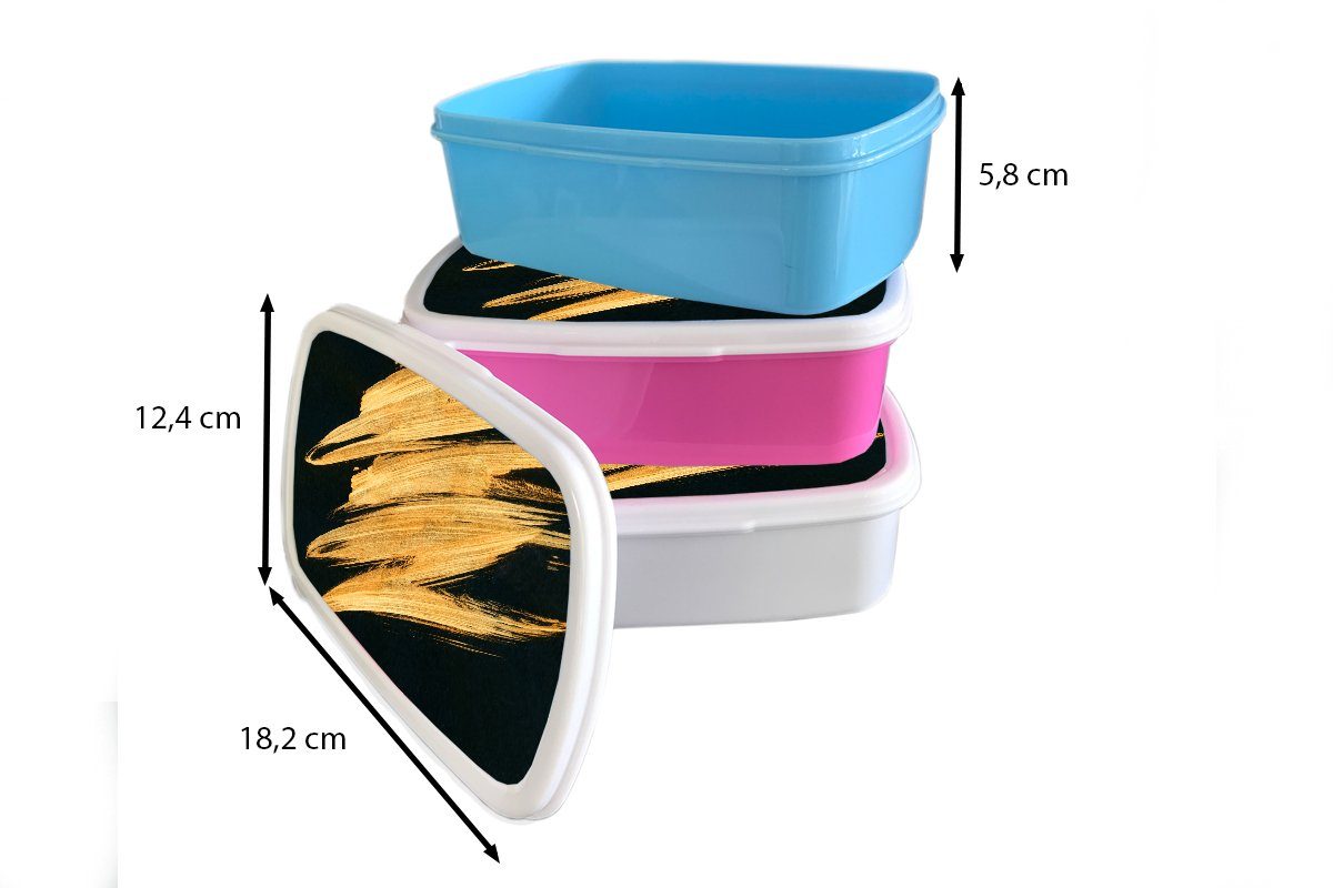 MuchoWow Lunchbox Gold - Kinder weiß für - Luxus Erwachsene, - Kunststoff, Mädchen Streifen Abstrakt, und Brotbox Farbe Brotdose, (2-tlg), Jungs - und für