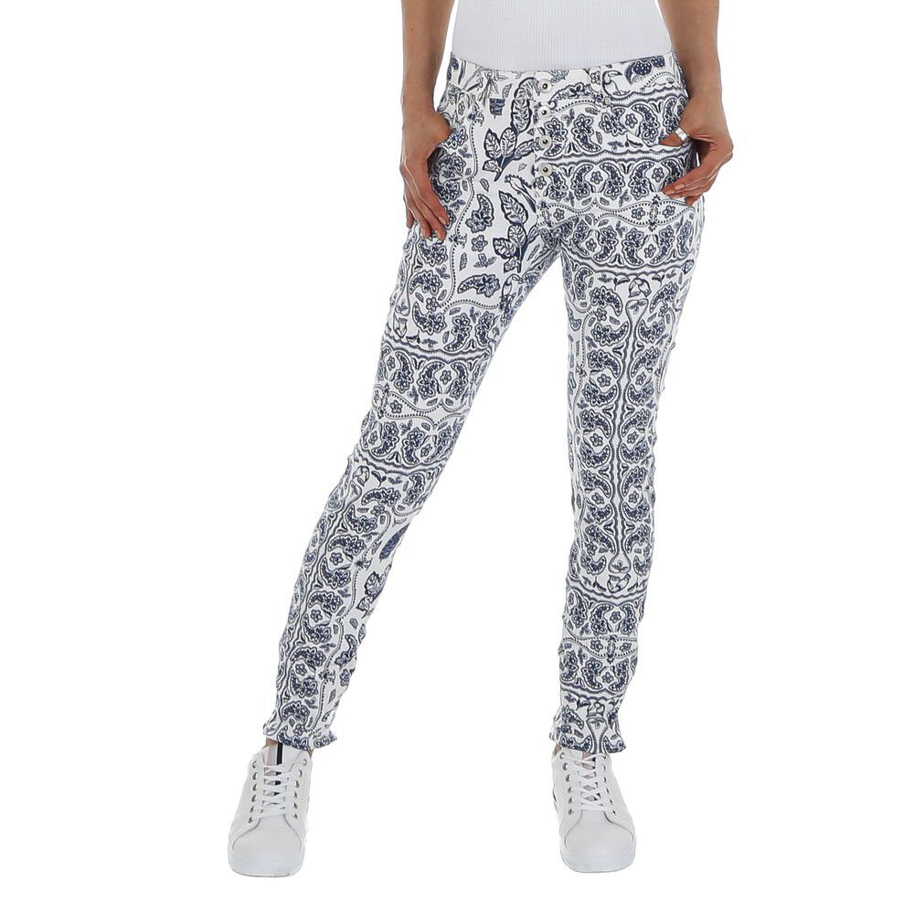 Ital-Design Skinny-fit-Jeans Damen Freizeit Print Stretch Skinny Jeans in Weiß