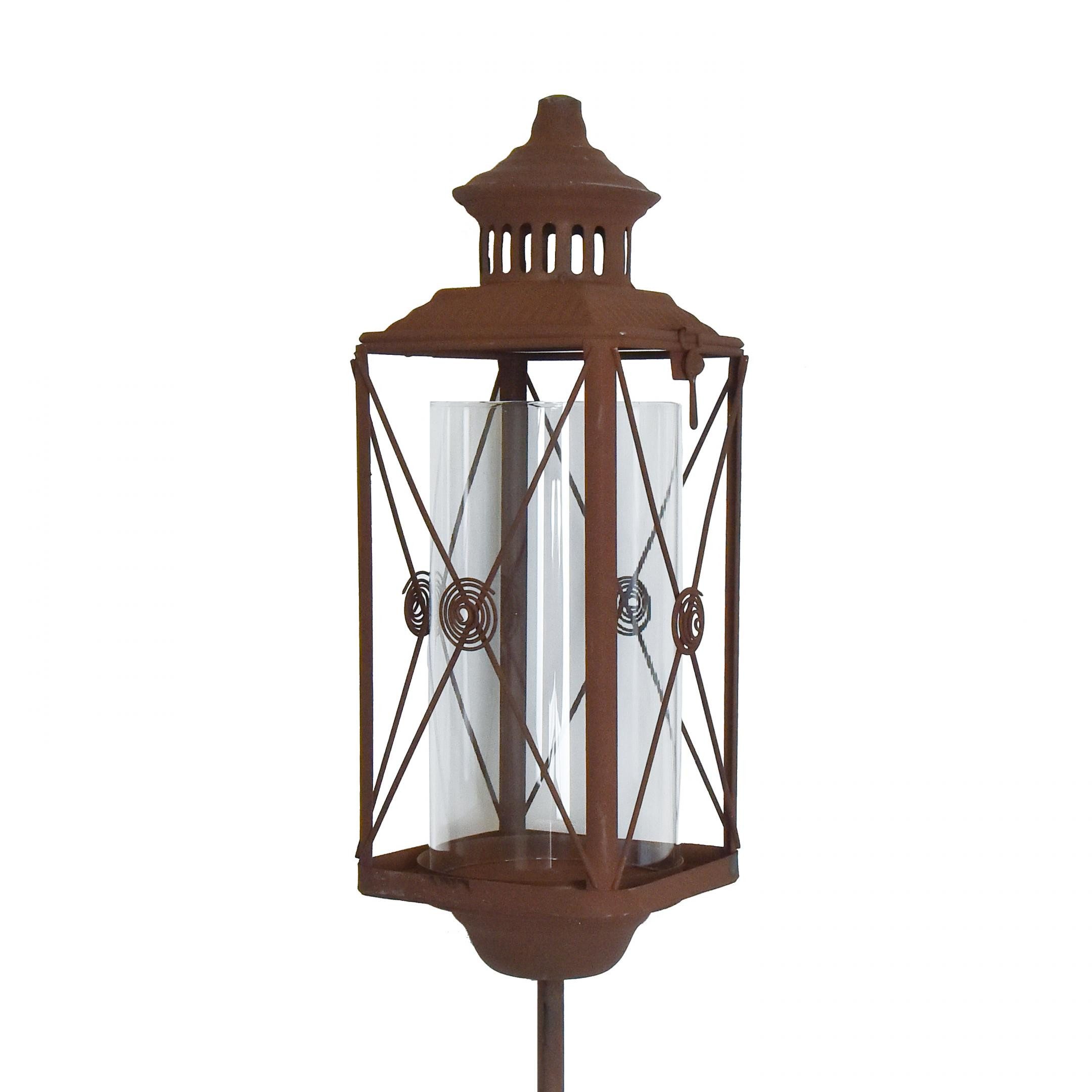 Windlicht Gartenlaterne Metall 135cm Vintage Rost-Optik Gartenleuchte mit