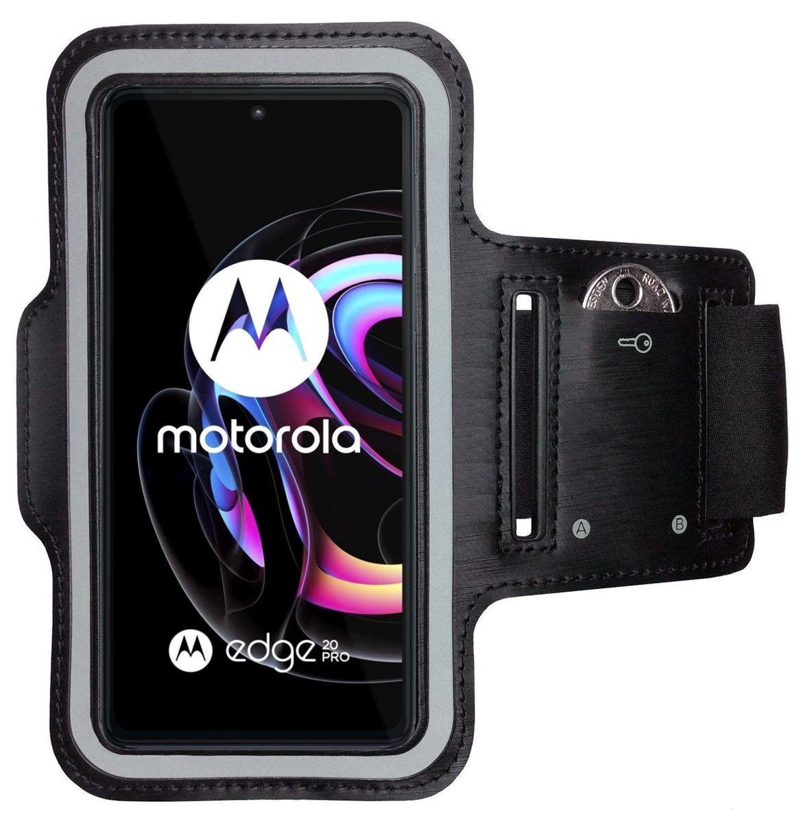 CoverKingz Handyhülle Sportarmband für Motorola Edge 20 Pro Handy Fitness Hülle Armband, Sport Schutzhülle Schlüsselfach Handyhülle Jogging Schutztasche Etui